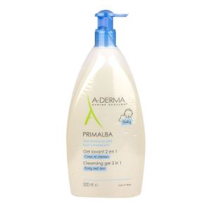 A-DERMA PRIMALBA Gel lavant 2 en 1 - Peaux fragiles des bébés - Corps et cheveux - 500ml