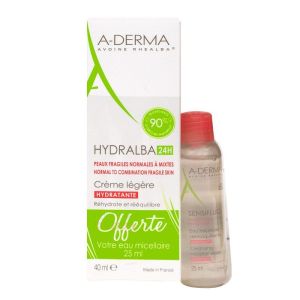 A-DERMA HYDRALBA Crème hydratante 24h légère - Peaux fragiles déshydratées - Visage - 40ml