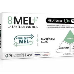 8:Mel+ Melatonine 1,9mg Magnesium & zinc - 30 comprimés bicouche