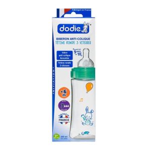 Dodie Bib Initiation+ 330ml Transp Vert