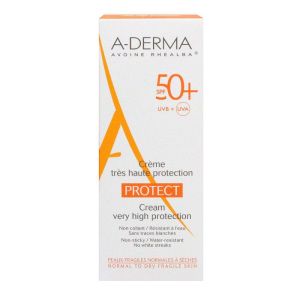 A-DERMA PROTECT Crème SPF 50+ - Peaux fragiles au soleil - Visage - 40ml