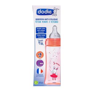 Dodie Bib 3 Init A/Col 330Ml 6M Rose D