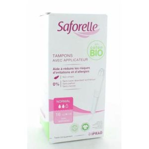 Saforelle Tampons Coton Flux Normal avec applicateur - Boite de 16