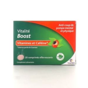 Vitalité Boost vitamines et Caféine - 20 comprimés effervescents