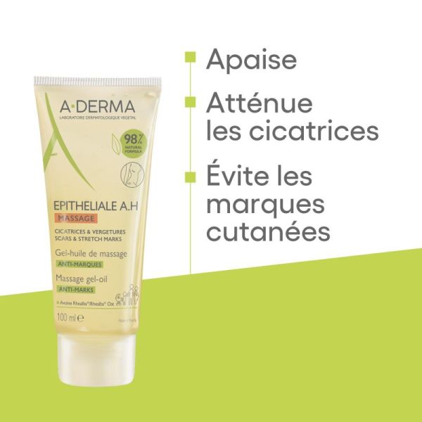 A-DERMA - EPITHELIALE A.H MASSAGE GEL-HUILE DE MASSAGE ANTI-MARQUES 100mL