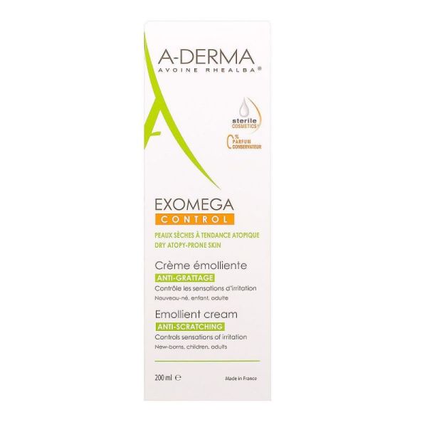 A-DERMA EXOMEGA CONTROL Crème émolliente Cosmétique stérile - Peaux sujettes à l'eczéma atopique - V