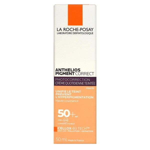 Crème solaire spf 50 anti-taches teintée : Anthelios pigment correct 50 mL La Roche Posay