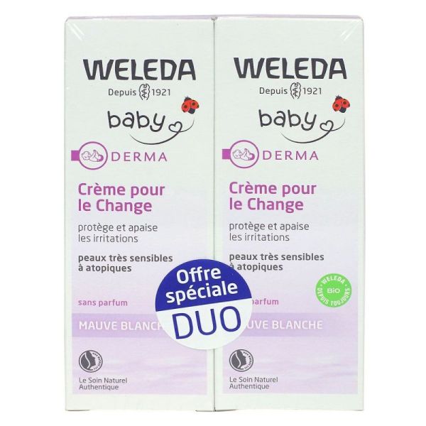 Weleda Baby Crème pour le change Derma à la mauve blanche, lot de 2 * 50 mL