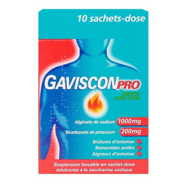 GavisconPro Suspension buvable en sachet Menthe sans sucre - 10 sachets