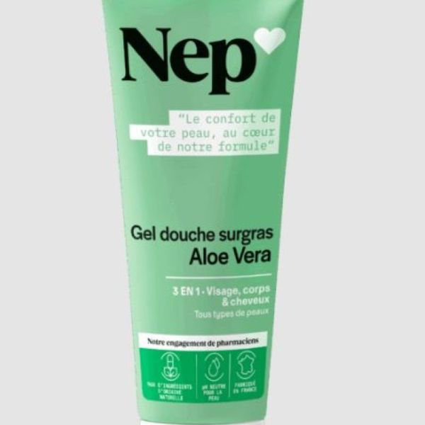 NEP Gel douche surgras Aloe Vera Visage Corps Cheveux 200 mL
