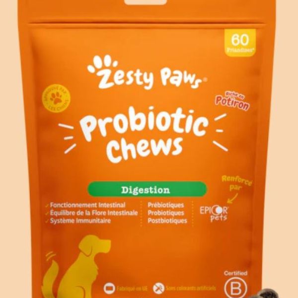 Zesty Paws Probiotic Chews Digestion - 60 friandises pour chiens