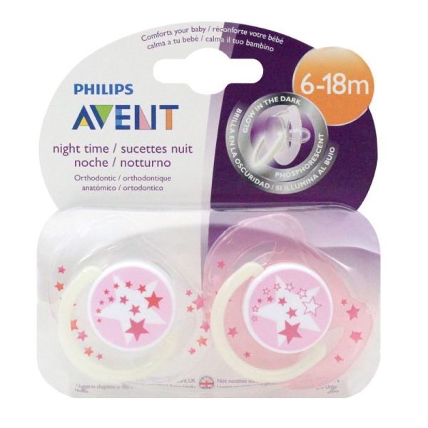 Avent Sucet Nuit Rose 6-18m Lot 2