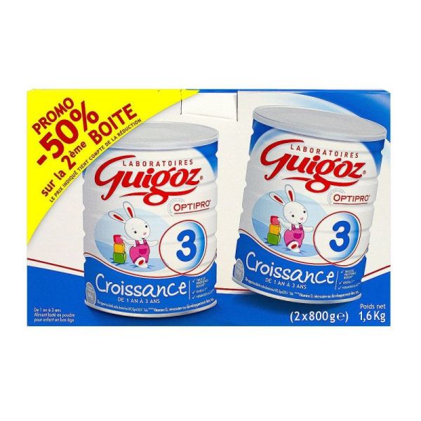 Guigozgest 3 optipro croissance lait en poudre 3ème âge dès 1an 800g