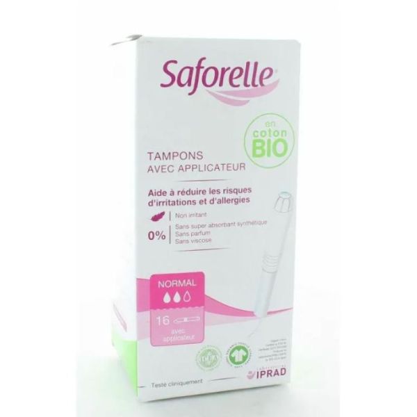 Saforelle Tampons Coton Flux Normal avec applicateur - Boite de 16