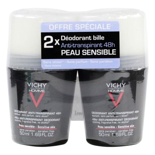 Vichy H Deo 48h Peau Sens Bille Lot 2