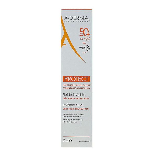 A-derma Fluide Invisible Spf50 Tb40ml