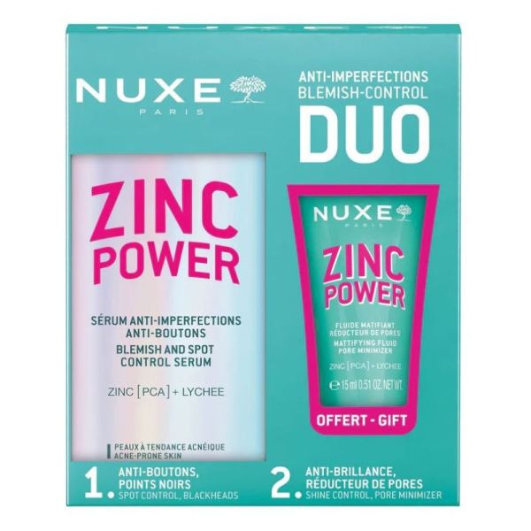 Nuxe Zinc Power Sérum 30 mL + Fluide matifiant 15 mL