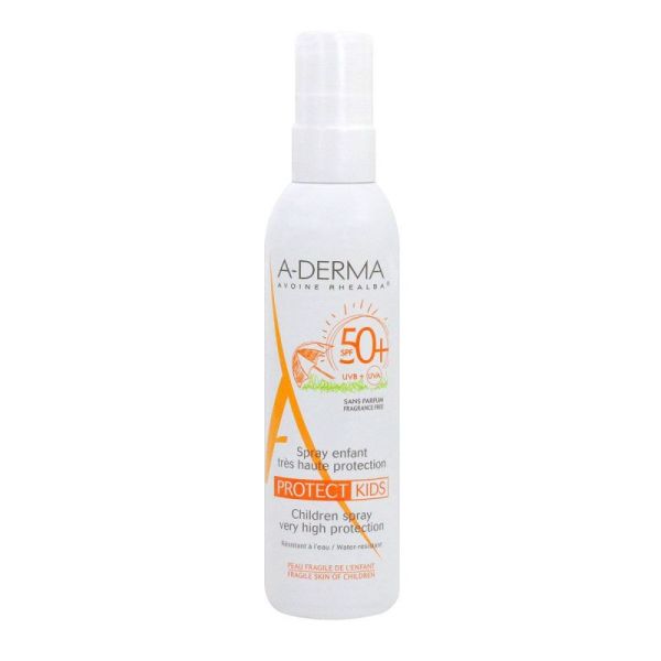 A-DERMA PROTECT Spray  enfant SPF 50+ - Peaux fragiles au soleil - Visage et corps - 200ml
